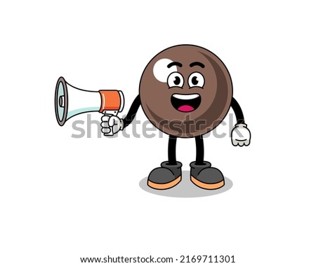 tapioca pearl cartoon illustration holding megaphone , character design