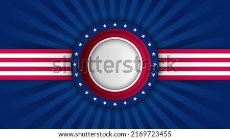 Abstract background in blue, red and white color, us flag color combination. Vector illustration for web header, webinar background, social media template cover, presentation background