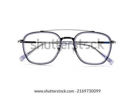 Image of modern fashionable spectacles isolated on white background, Eyewear, Glasses. Royalty-Free Stock Photo #2169730099