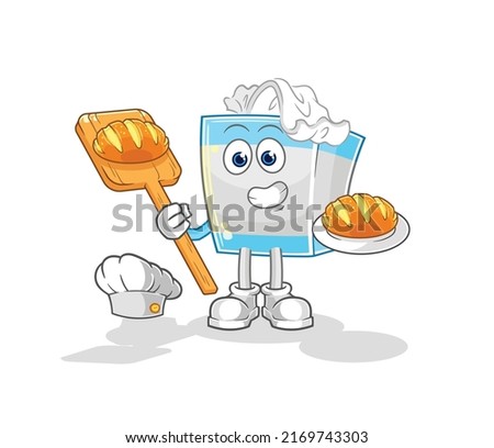 the tissue box baker with bread. cartoon mascot vector