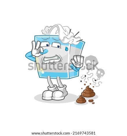 the tissue box with stinky waste illustration. character vector