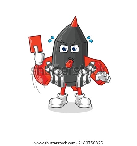 the dart referee with red card illustration. character vector