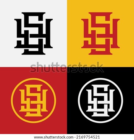 Monogram Logo, Initial letters S, Y, SY or YS, Interlock, Modern, Sporty, White, Black, Red and Yellow Color