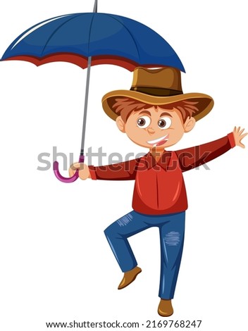 A man holding an umbrella illustration