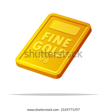 Minted gold ingot bar vector isolated illustration Royalty-Free Stock Photo #2169771297