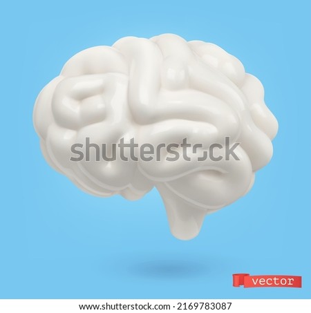 Brain 3d vector cartoon icon