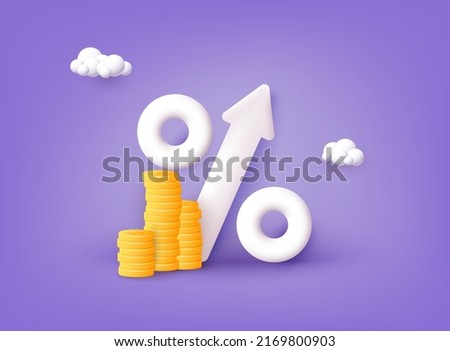 Bank credit concept. Percent, good interest rate, interest-free. Finance management. 3D Web Vector Illustrations. Royalty-Free Stock Photo #2169800903