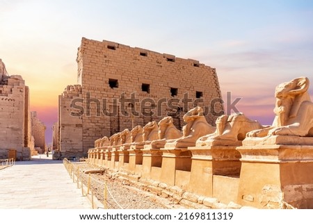 Karnak Temple entrance and Avenue of Sphinxes, Luxor, Egypt Royalty-Free Stock Photo #2169811319