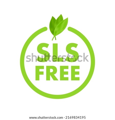 Green icon with sign sls free. Sls free on white background.
