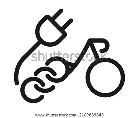 Electric bicycle, bike or e-bike icon. Bicycle charging station sign vector illustration