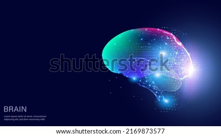 Abstract Brain Working Electrocardiogram concept from the nervous system Work is connected, IQ, intelligence, artificial intelligence, brain simulation.on hi tech blue future background