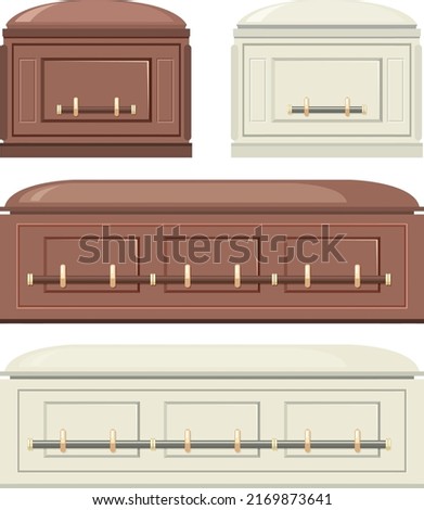 Set of different coffins isolated illustration