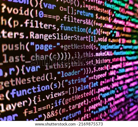 Mobile app developer. Technology concept hex code digital background. Programmer Typing New Lines of HTML Code. Hi-tech modern screen of data, digits and chars on monitor display