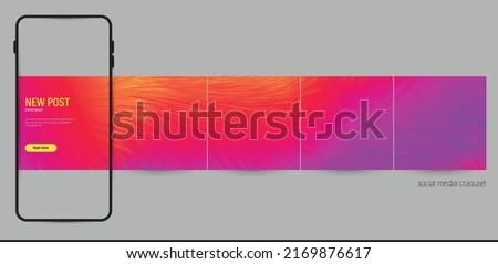 colorful vivid rainbow Instagram social media carousel background template. for creative, innovation, technology, music business. abstract dynamic fluid flow vector banner
