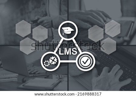 Lms concept illustrated by pictures on background