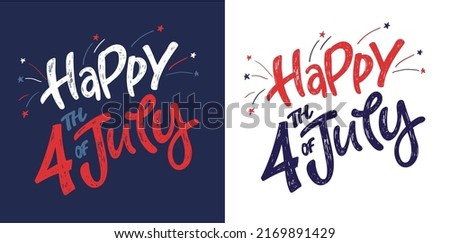 Text 4th of July. Independence Day vector lettering typography for postcard, card, banner. Celebration calligraphy. US military armed forces typography concept . National poster design Royalty-Free Stock Photo #2169891429