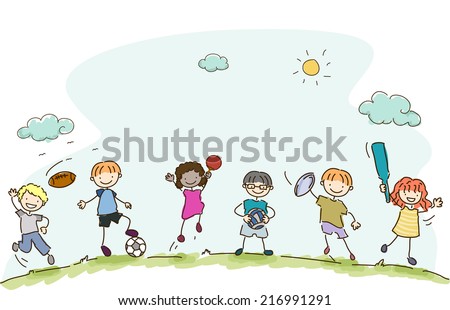 Illustration Featuring Kids Playing Different Sports