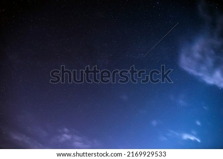 Satellite flight in the night sky.