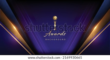 Blue Golden Shimmer Awards Speed Lines Background. Corner Triangle Celebration Entertainment Light Stripe Template Frame Line Luxury Premium Corporate Abstract Design Template Banner Certificate Royalty-Free Stock Photo #2169930665