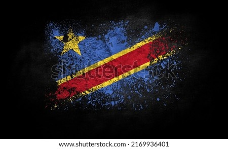 brush painted flag of Congo Democratic isolated on black background