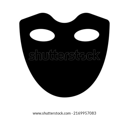 Mask superhero or bandit villain vector icon. Black masquerade costume eye mask silhouette hidden criminal burgar face. Simple design incognito theatre party masque shape clip art illustration.