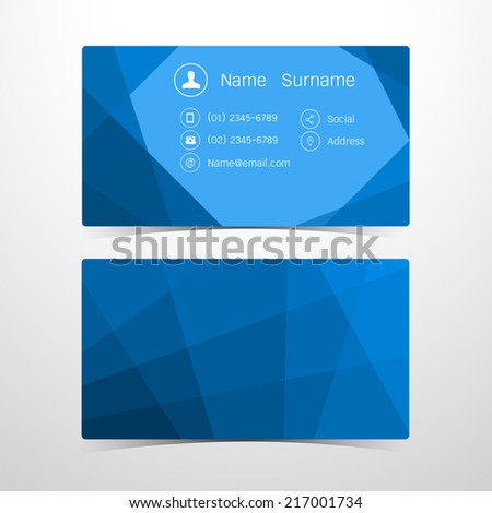 Business Cards Polygonal blue design. Vector illustration