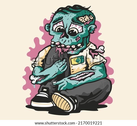 mourning zombie eats his leg print