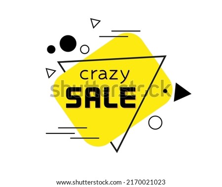 Crazy Sale. Yellow and black banner isolated on white background. Vector illustration.