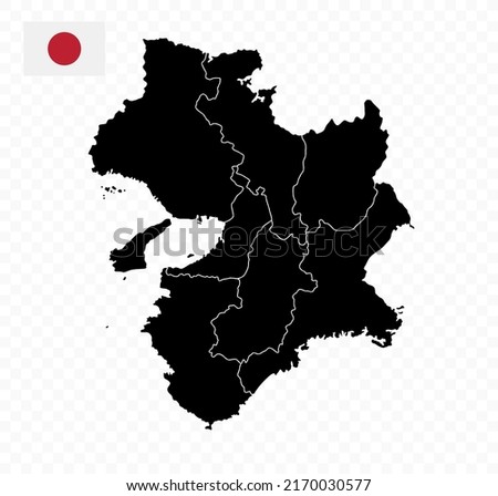 Kinki Map. Map of Japan Prefecture. Black color. Vector illustration. Royalty-Free Stock Photo #2170030577