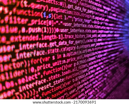 Programming code abstract screen of software developer. Programming source code abstract screen of software developer. Code of javascript language on white background