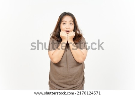 WOW face expression of Beautiful Asian Woman Isolated On White Background