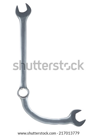 letter L made of spanners isolated on white background 