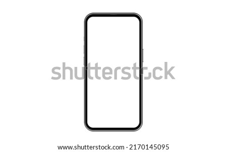 Black smartphone with blank screen isolated on white background. Mockup to showcasing mobile web-site design or screenshots your applications phone - Clipping Path	
