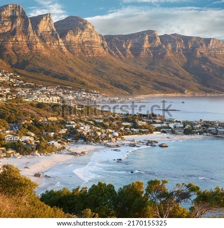 Coastal features of the Western Cape. A piece of coastline found between Camps Bay and Clifton in Cape Town, South Africa.