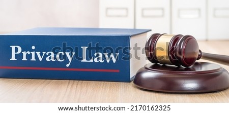 A law book with a gavel - Privacy law Royalty-Free Stock Photo #2170162325