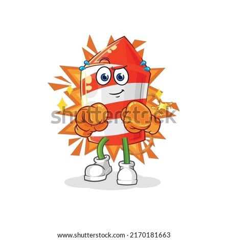 the fireworks rocket boxer character. cartoon mascot vector