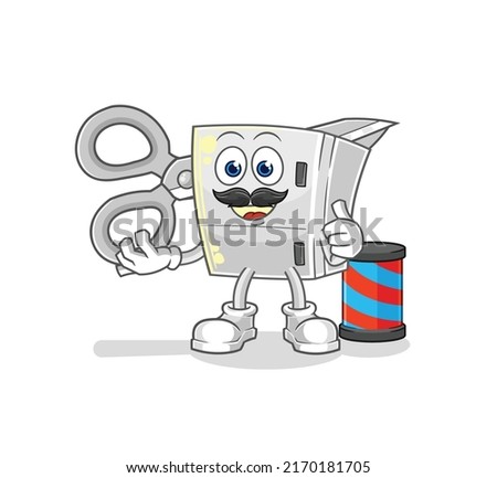 the fridge barber cartoon. cartoon mascot vector