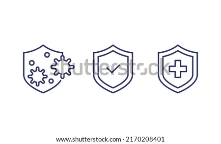immune system and antibacterial protection line icons Royalty-Free Stock Photo #2170208401