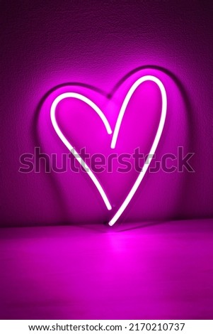 Pink neon sign heart. Trendy style. Neon sign. Custom neon. Home decor.