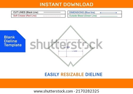 Mail message envelope dieline template and 3D envelope