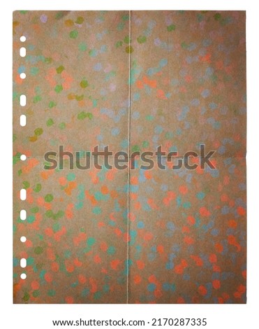 folded divider sheet paper with nice dot texture isolated on white background. cool paper overlay. 