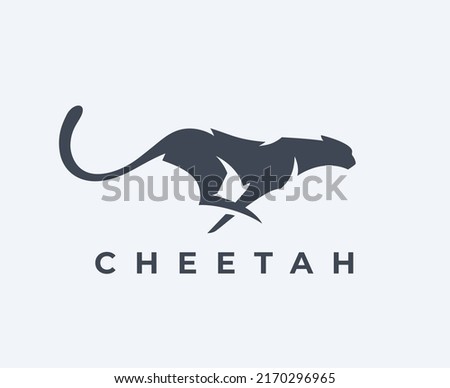 Cheetah logo. Nature speed brand icon. Fastest land animal symbol. Running wild cat silhouette emblem. Vector illustration. Royalty-Free Stock Photo #2170296965