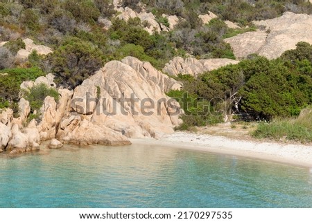 Lonely and tranquil pasadise beach with turquoise clear water in the mediterranean sea, Sardinia, Italy
