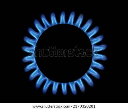 methane gas flame of a home cooker, top view, black background
 Royalty-Free Stock Photo #2170320281