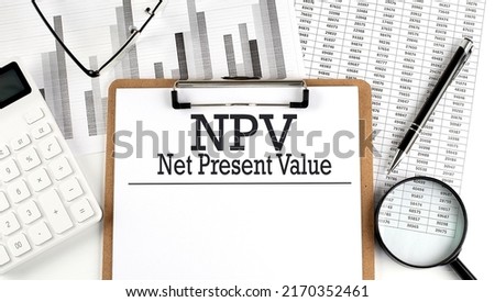 NPV text on clipboard on the white background
