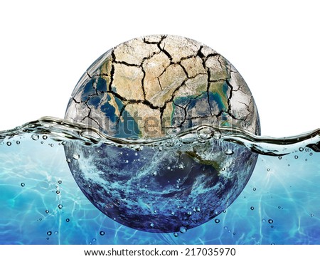 Dried up planet immersed in the waters of world ocean "Elements of this image furnished by NASA" Royalty-Free Stock Photo #217035970