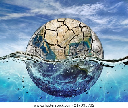 Dried up planet immersed in the waters of world ocean "Elements of this image furnished by NASA" Royalty-Free Stock Photo #217035982