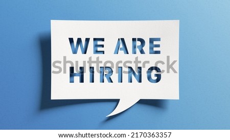We are hiring announcement. Open job vacancies to join our team. Recruitment sign. Human resources and employment. Professional career. Royalty-Free Stock Photo #2170363357