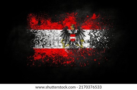 brush painted flag of Austria isolated on black background