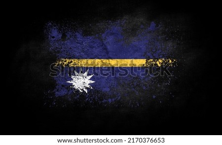 brush painted flag of Nauru isolated on black background